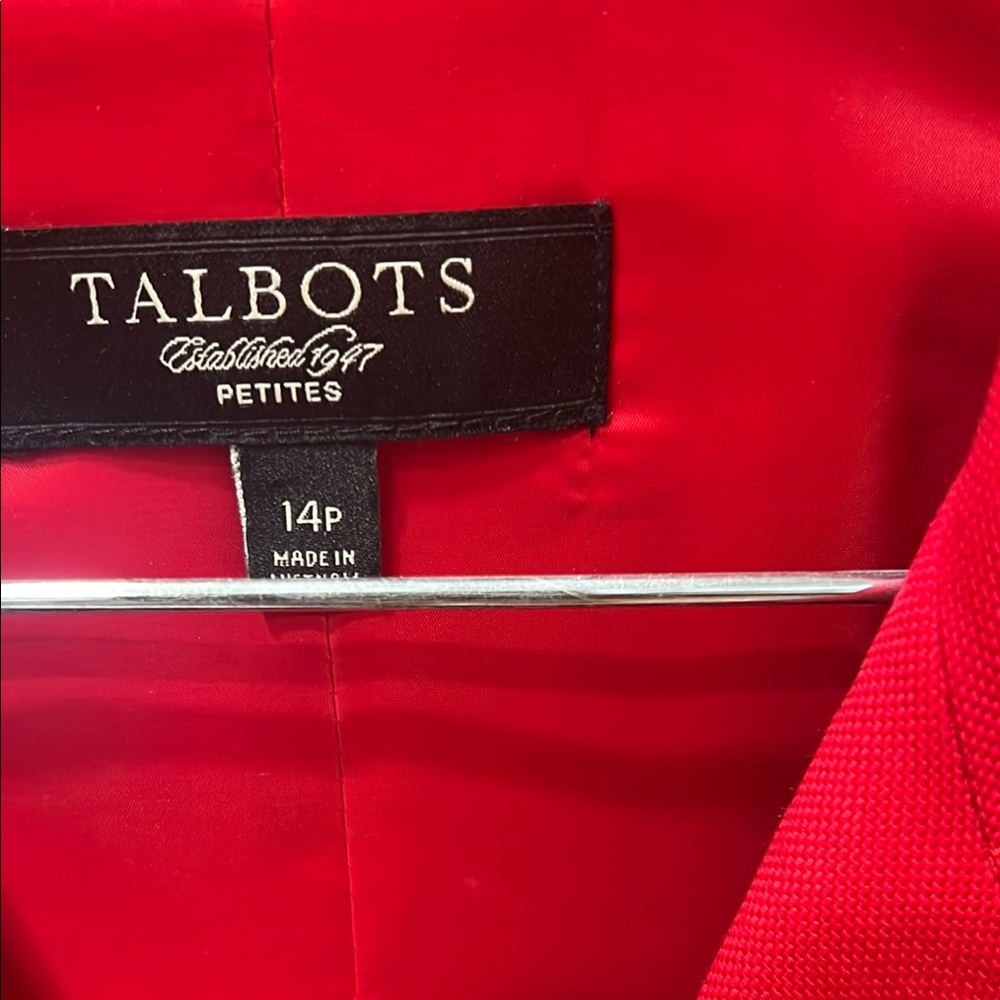 Talbots Bright Red Three-Button Blazer - Picture 2 of 9